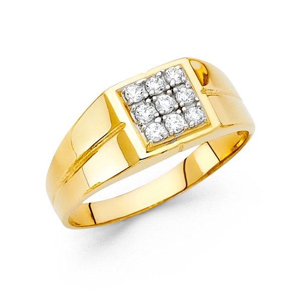 14K Yellow Gold CZ Men's Ring